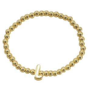 Gold Beaded Bracelet with 'R' Charm (5100)